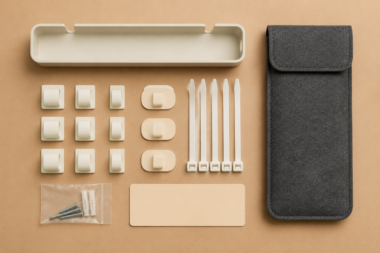 What's inside the Modular Drawer Tray Set kit, laid out flat